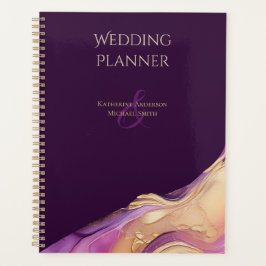 Agenda Casamento-Planador-Roxo Moderno e Dourado-