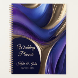 Agenda Casamento-Planejador-Moderno Abstrato-Azul Roxo Do