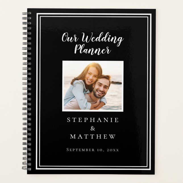 Agenda Casamento Preto e Branco Simple Chic Foto Personal (Frente)