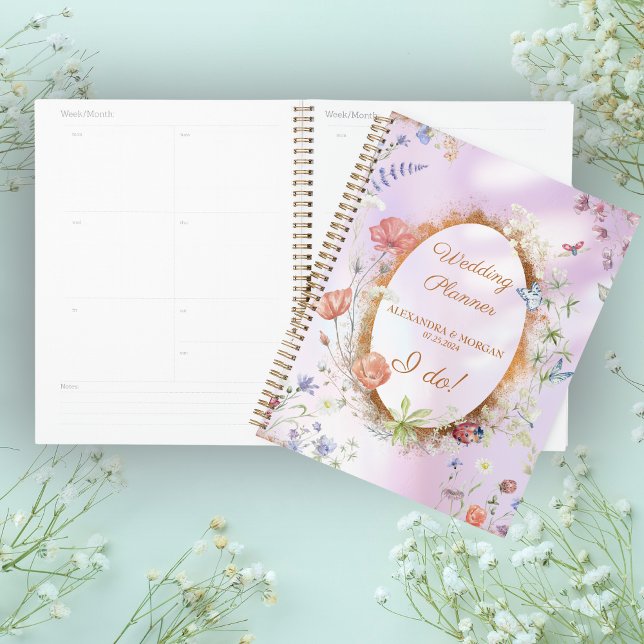 Agenda Casamento Rosa De Flor Selvagem Whimsical (Criador carregado)