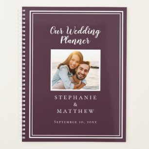 Agenda Casamento Roxo Cassis Simples Foto Personalizada B