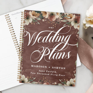 Agenda Casamento Rustic Garnet Red Cottagecore Watercolor