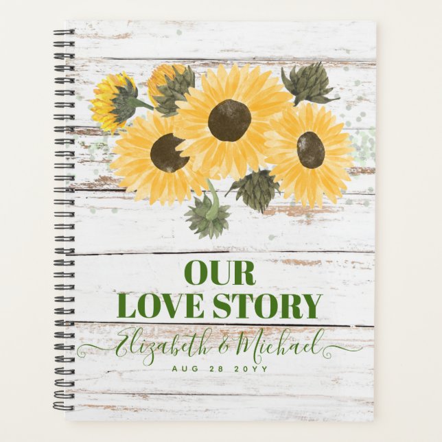 Agenda Casamento Rustic Sunflower Sage (Frente)