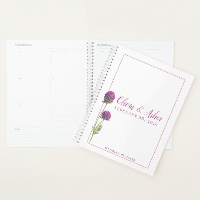 Agenda Casamento Simples De Aquarela Amaranth Thistle Flo (Exibição)