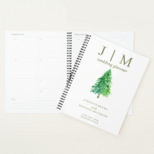 Agenda Casamento Simples Dia Floresta Árvore Aquarela