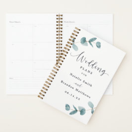 Agenda Casamento Simples Eucalyptus Leaf Frame & Calliogr