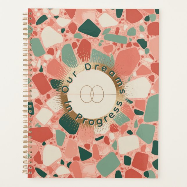 Agenda Casamento Terrazzo & Ouro | Celebração Moderna e D (Frente)