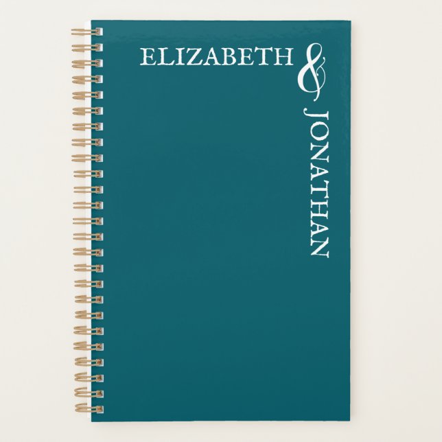Agenda Casamento Tipografia Moderna Azul Escuro (Frente)