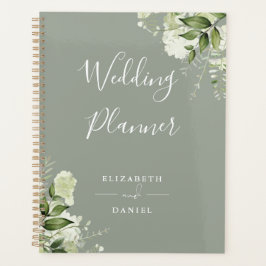 Agenda Casamento Verde Elegante Floral Greenery Sage