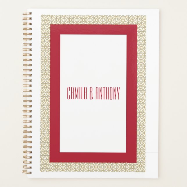 Agenda Casamento Vermelho da Fronteira Geométrica Islâmic (Frente)