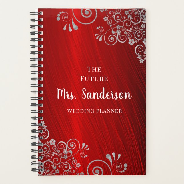Agenda Casamento Vermelho Elegante Ruby (Frente)