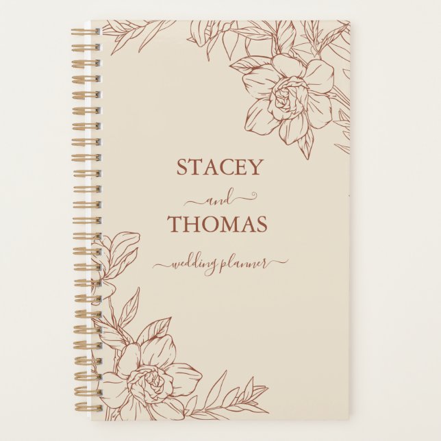 Agenda Casamento Whimsical Elegante Terracotta (Frente)