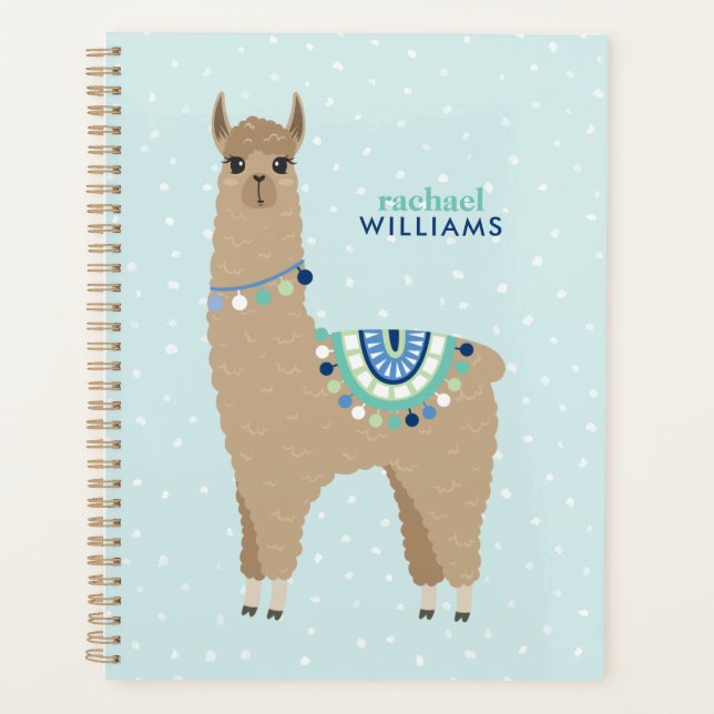 Agenda Castanho Adorável, Alpaca Personalizado (Frente)