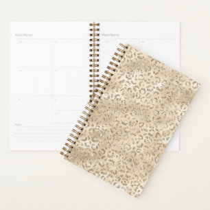 Agenda Castanho Cheetah Leopard Impressão de Pele Animal