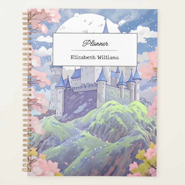 Agenda Castelo de Fairytale Personalizado Pastel Watercol (Frente)