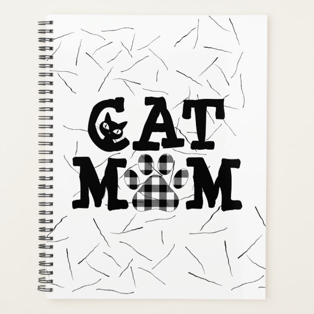 Agenda Cat Mãe Pawprint com Cabelos de Gato (Frente)