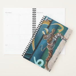 Agenda Cat Warrior Jogando Voleibol Fantasia Arte Planner