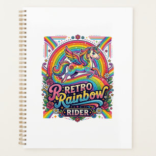 Agenda Cavaleiro Unicórnio Arco-íris Retro