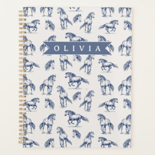 Agenda Cavalo Azul Vintage Personalizado Clássico Country