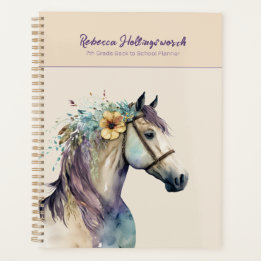 Agenda Cavalo Boho Roxo Costumado De Volta À Escola