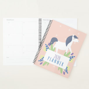 Agenda Cavalo Branco e Cinza Floral 2020 Mensal