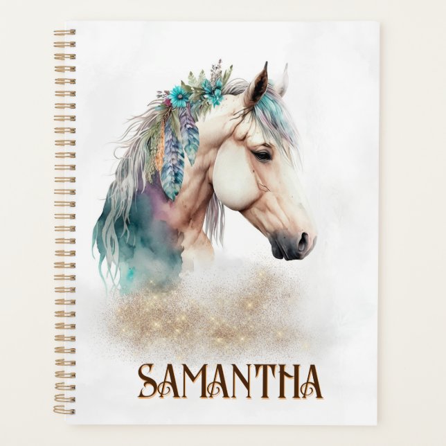 Agenda Cavalo de aquarela com névoa (Frente)