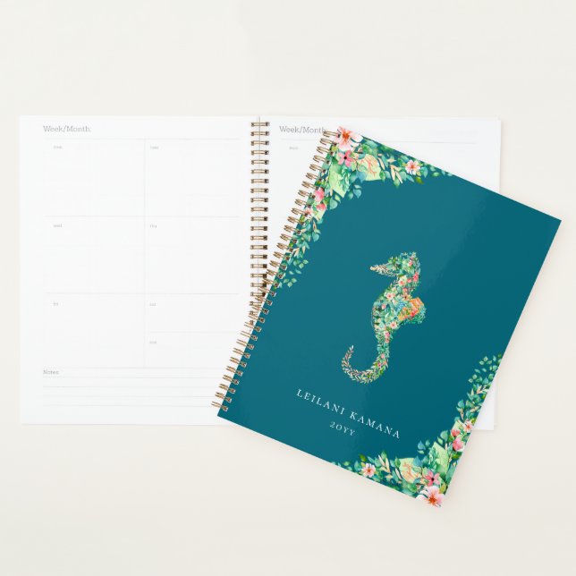 Agenda Cavalo de Mar Botânico Elegante | Azul (Exibição)