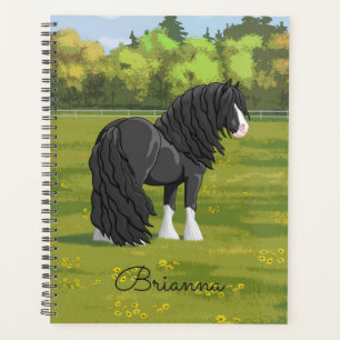 Agenda Cavalo de Rascunho do Vanner Cigano Negro e Branco