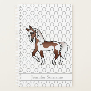 Agenda Cavalo de Trote Marrom Pinto e Texto Personalizado
