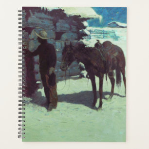 Agenda Cavalo e vaqueiro de inverno neve