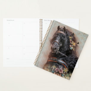 Agenda Cavalo Frísia de Cavalo Negro - Calendário, Planej
