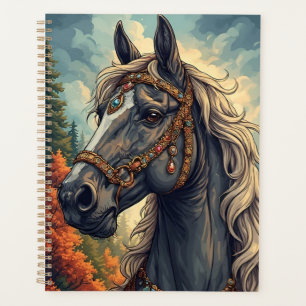 Agenda Cavalo Majestoso Adornado Com Joias Douradas