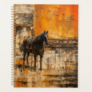 Agenda Cavalo Majestoso no Pôr do Sol Abstrato