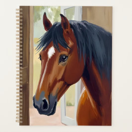 Agenda Cavalo Marrom Aquarela Animal Campo Celeiro