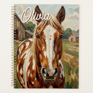 Agenda Cavalo Marrom e Branco Personalizado