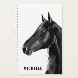 Agenda Cavalo Negro e Branco Personalizado