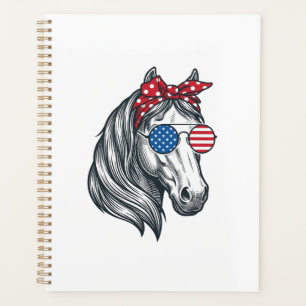 Agenda Cavalo Patriótico Com Óculos De Sol De Bandeira Vi