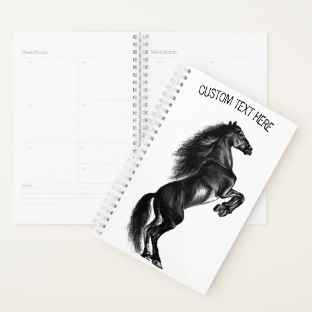 Agenda Cavalo selvagem preto-e-fundo - Desenho preto e br (Exibição)