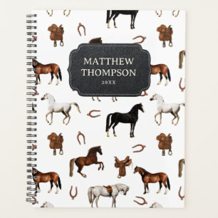 Agenda Cavalos Aquarela Ferradura Selas de Cavalo