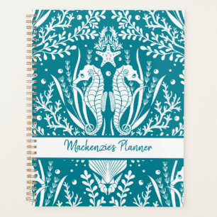 Agenda Cavalos-marinhos Personalizados Azul-Teal Azul, Da