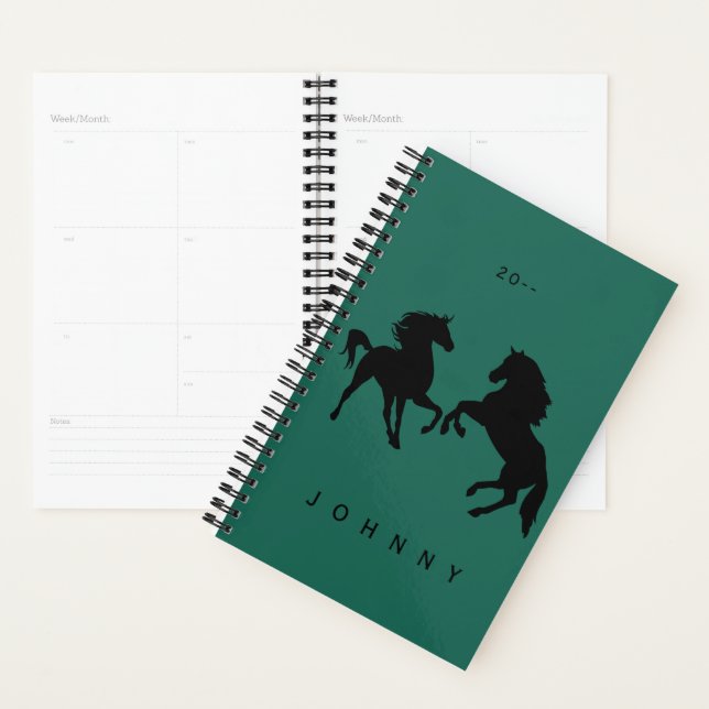 Agenda Cavalos Pretos - Escolha / adicione sua cor / text (Exibição)