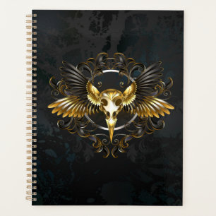 Agenda Caveira de ouro sobre fundo preto