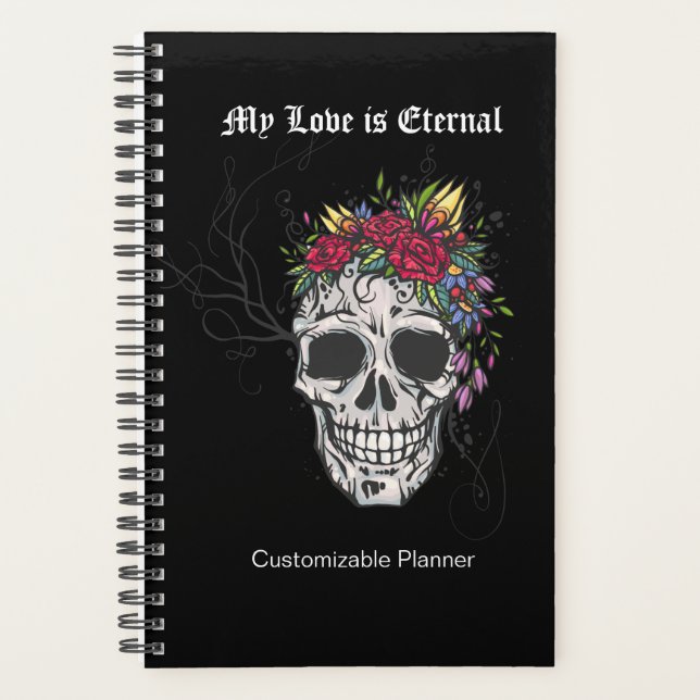 Agenda Caveira Personalizável do Planador da Rainha Flor (Frente)