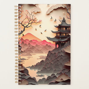 Agenda Cena Chinesa Antiga Corta Papel Castanho
