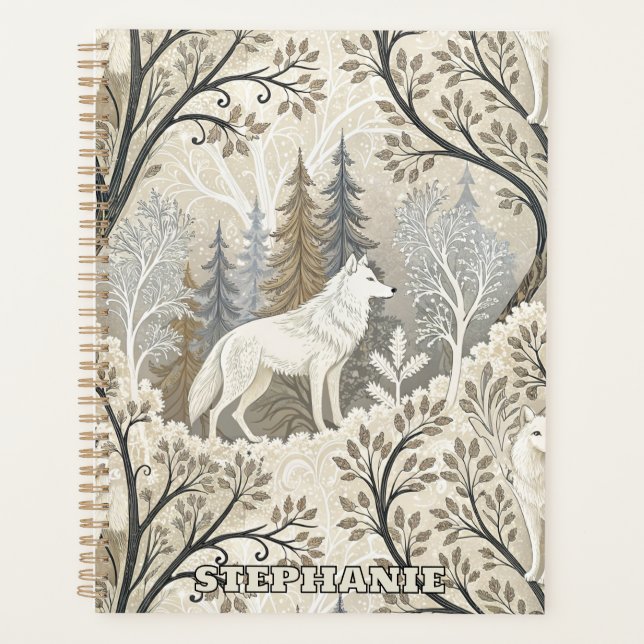 Agenda Cena de inverno Tranquila com Lobos Brancos (Frente)