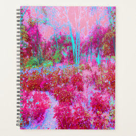 Agenda Cena de Jardim Vermelho e Rosa Impressionista