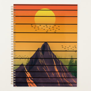 AGENDA CENA DE PÔR DO SOL VINTAGE DA NATUREZA DA MONTANHA
