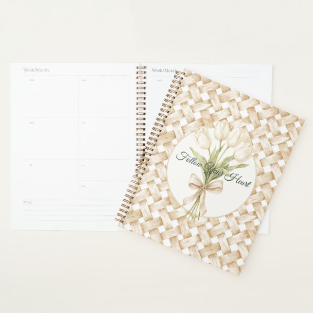 Agenda Cesto Trançado Falso Branco Creme   (Exibição)