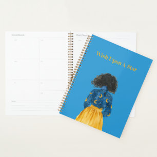 Agenda Céus Estrelados Menina Lua Cabelo Preto