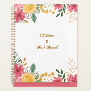 Agenda Chá de Noiva Floral Duplo Nome Elegante